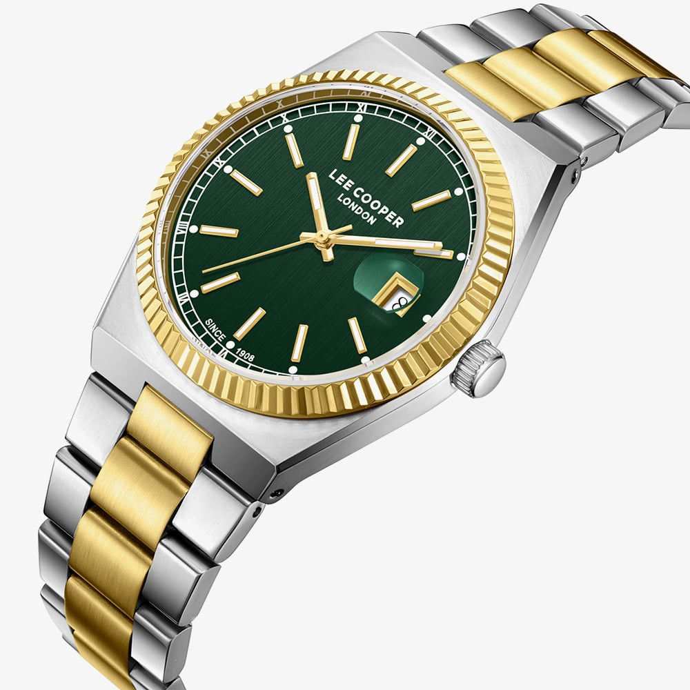 Lee Cooper Mens Green Dial Two Tone Bracelet Watch LC08374.270