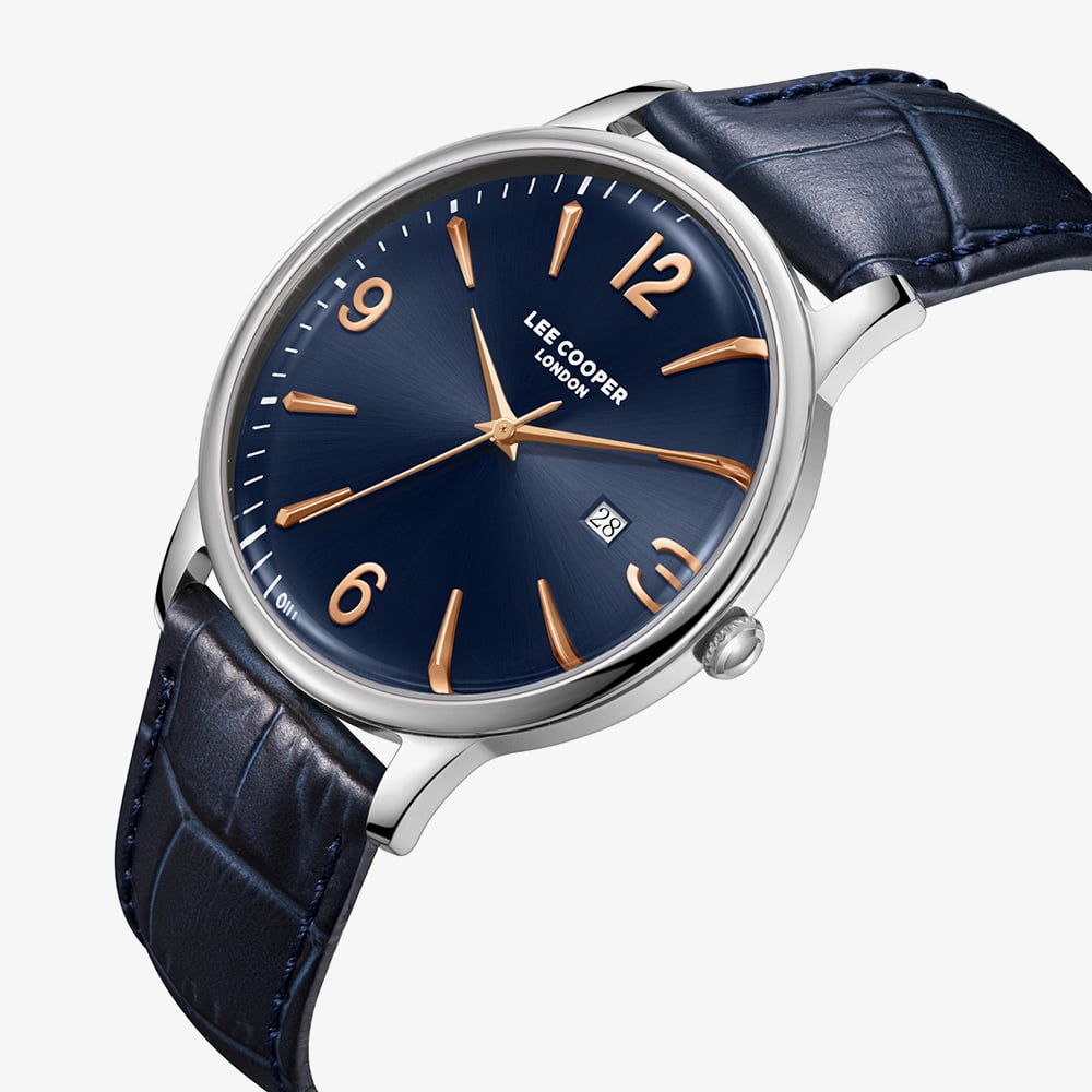 Lee Cooper Mens Blue Dial Leather Strap Watch LC08379.399