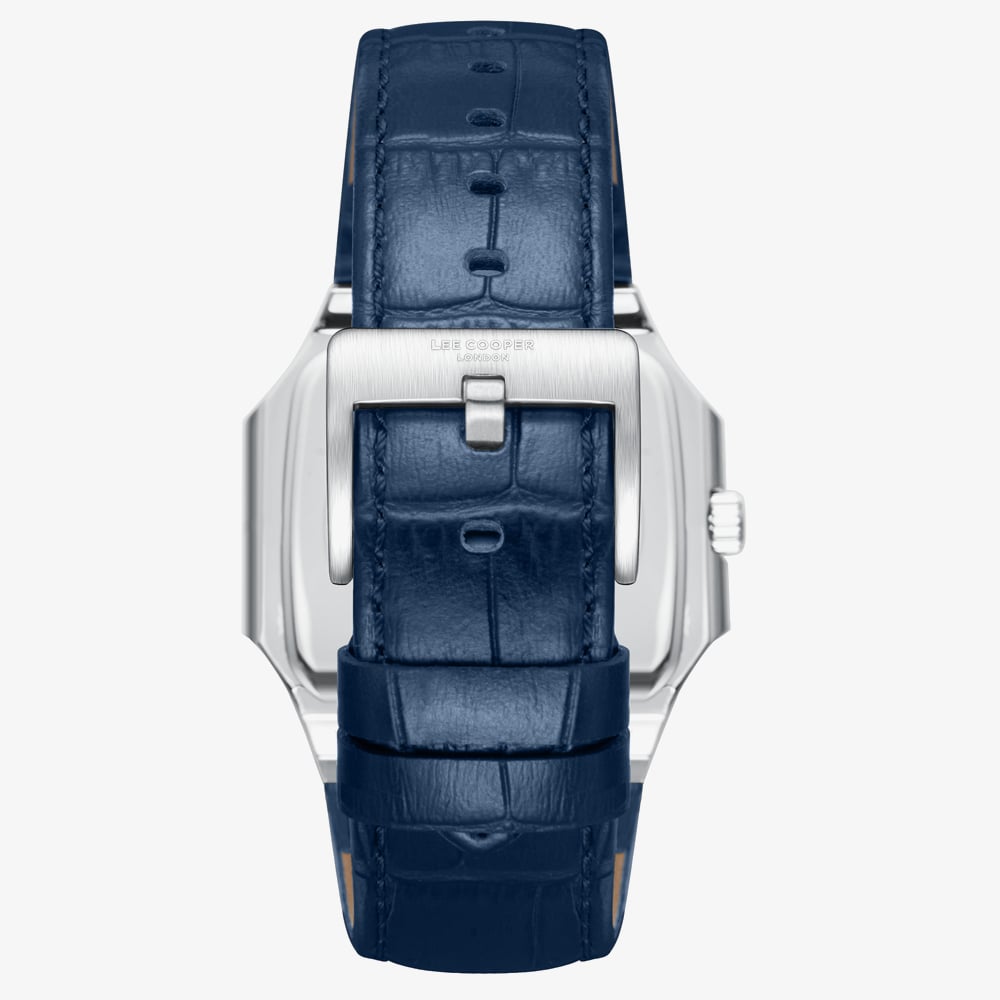Lee Cooper Mens Blue Square Dial Leather Strap Watch LC08268.399