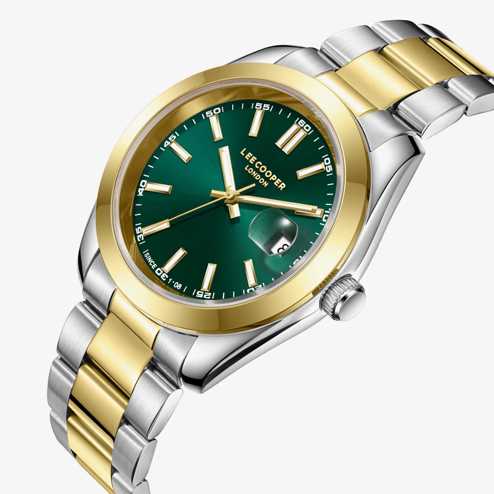 Lee Cooper Mens Green Dial Two Tone Bracelet Watch LC08189.270
