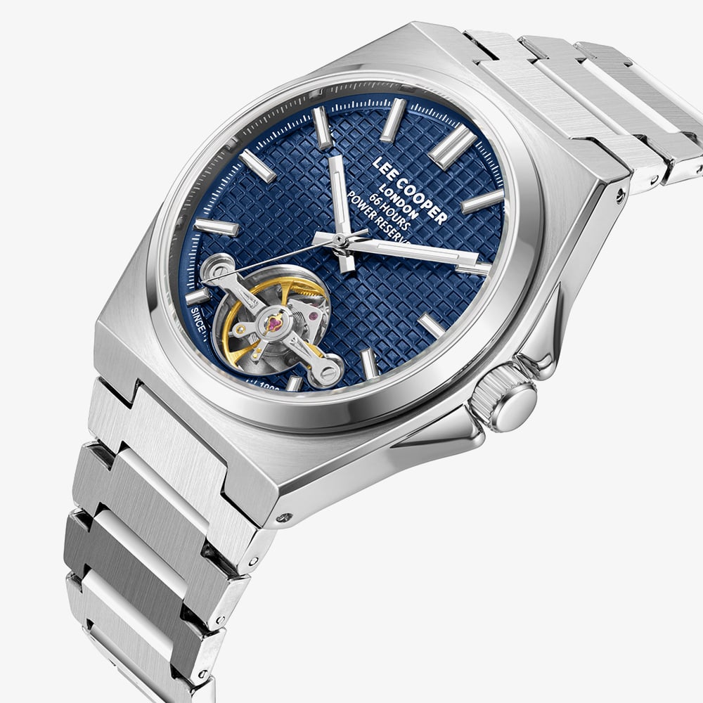 Lee Cooper Mens Blue Dial Automatic Bracelet Watch LC08229.390