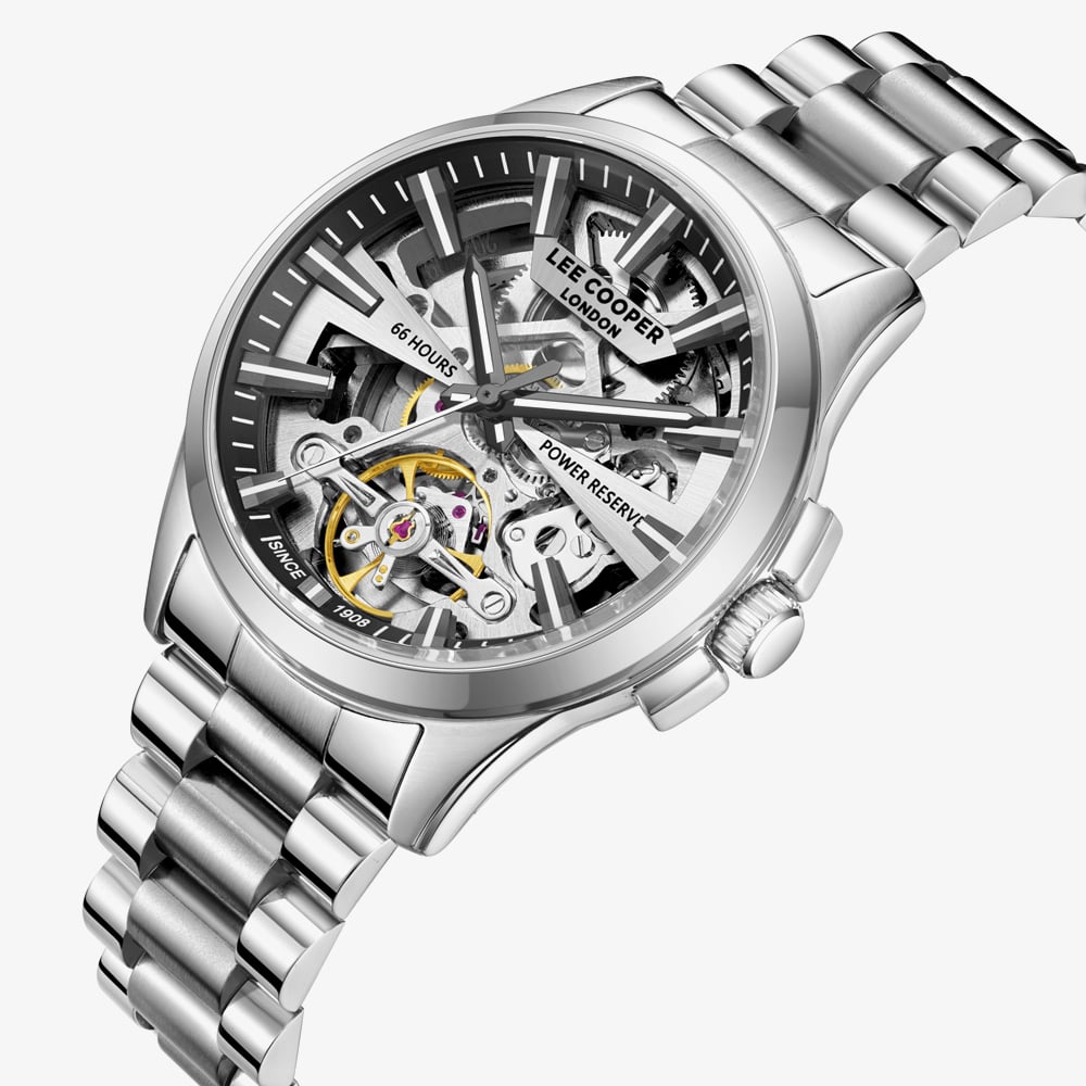 Lee Cooper Mens Skeleton Dial Automatic Bracelet Watch LC08311.350