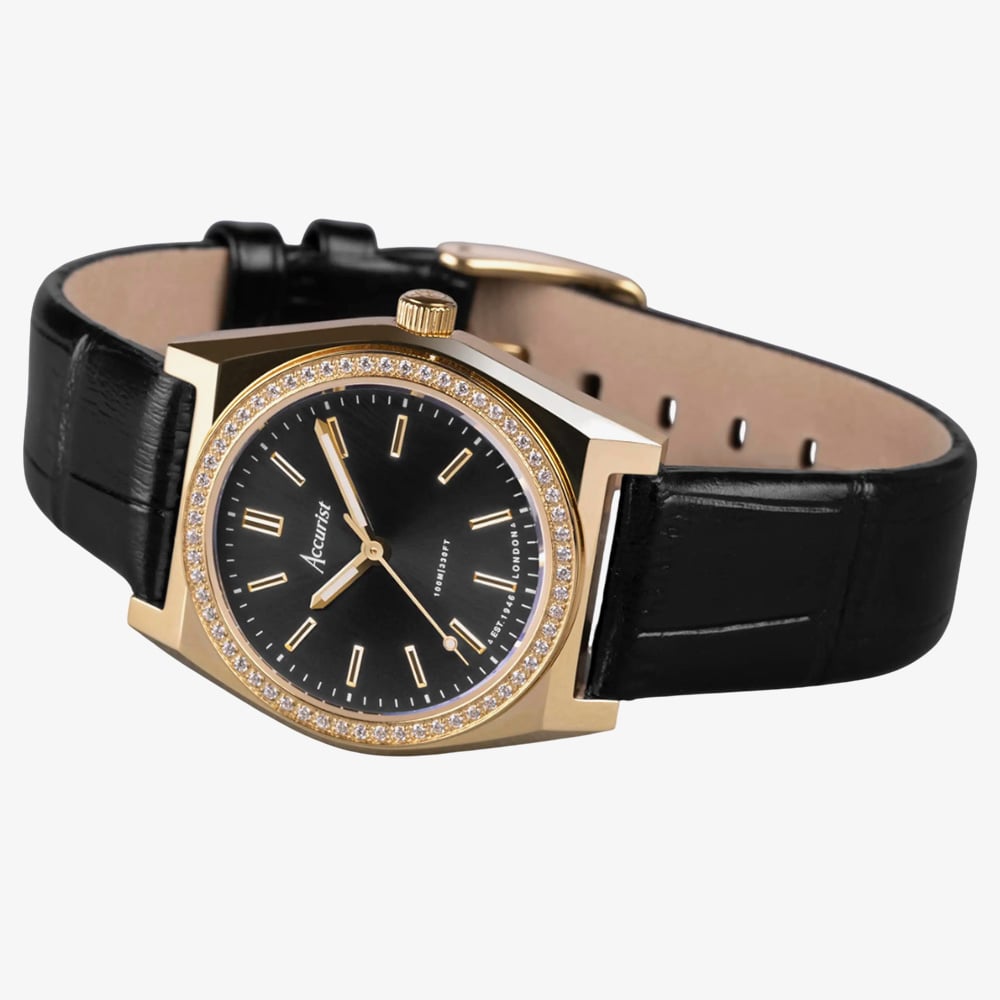 Accurist Ladies Origin Black Leather Strap Watch 70014