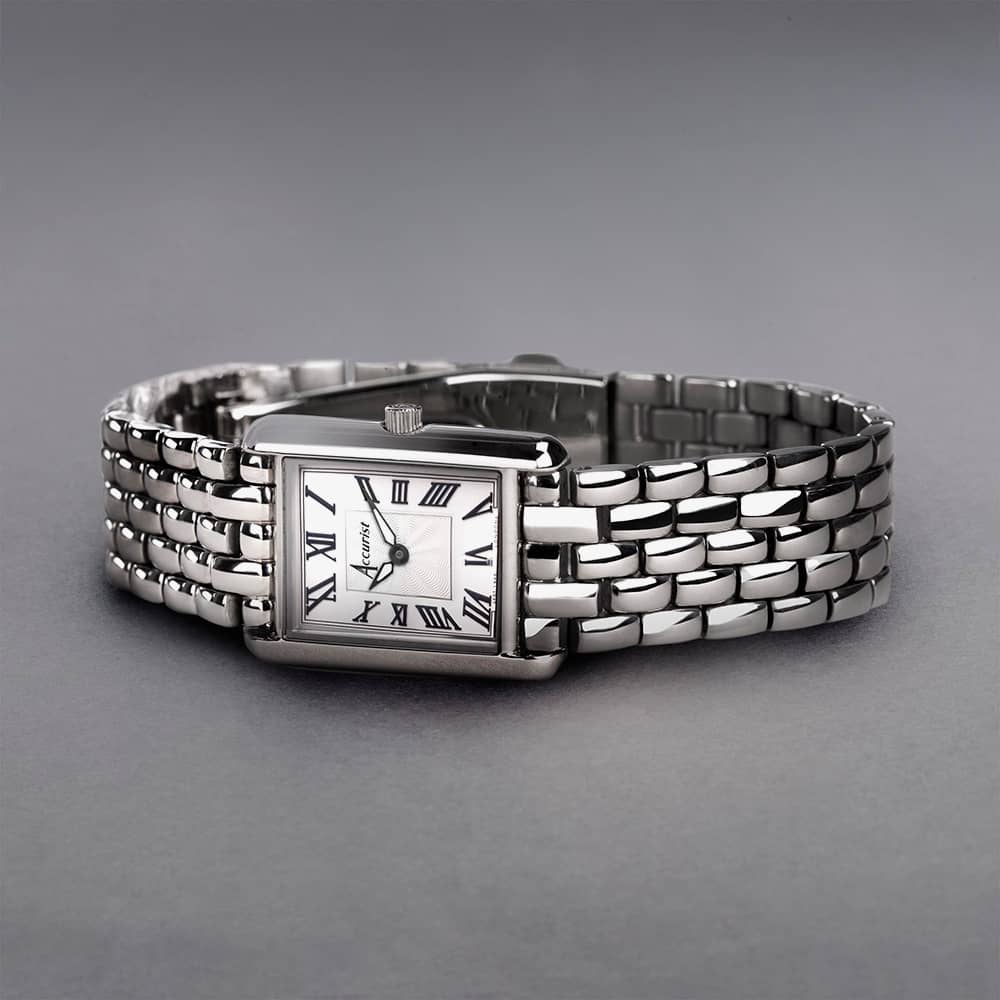 Accurist Rectangle Silver White Dial Watch 71006