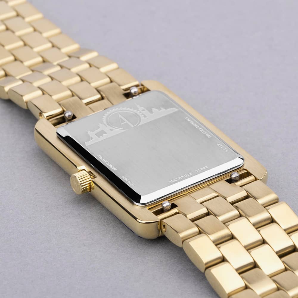 Accurist Rectangle Gold With Green Roman Numerals Watch 71008