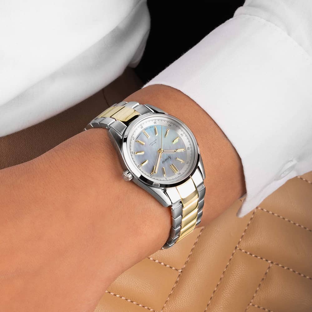 Accurist Everyday Solar Two Tone Blue Mother Of Pearl Watch 74017