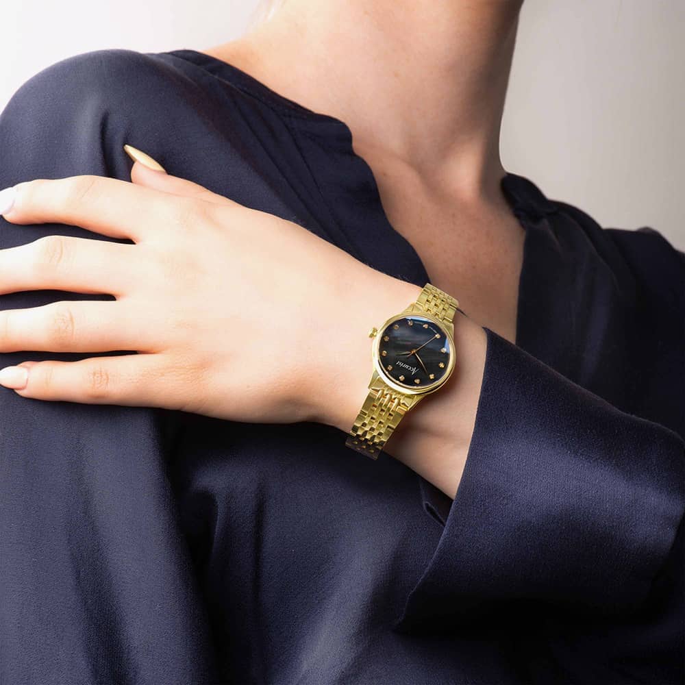 Accurist Dress Black Mother Of Pearl Watch 77004