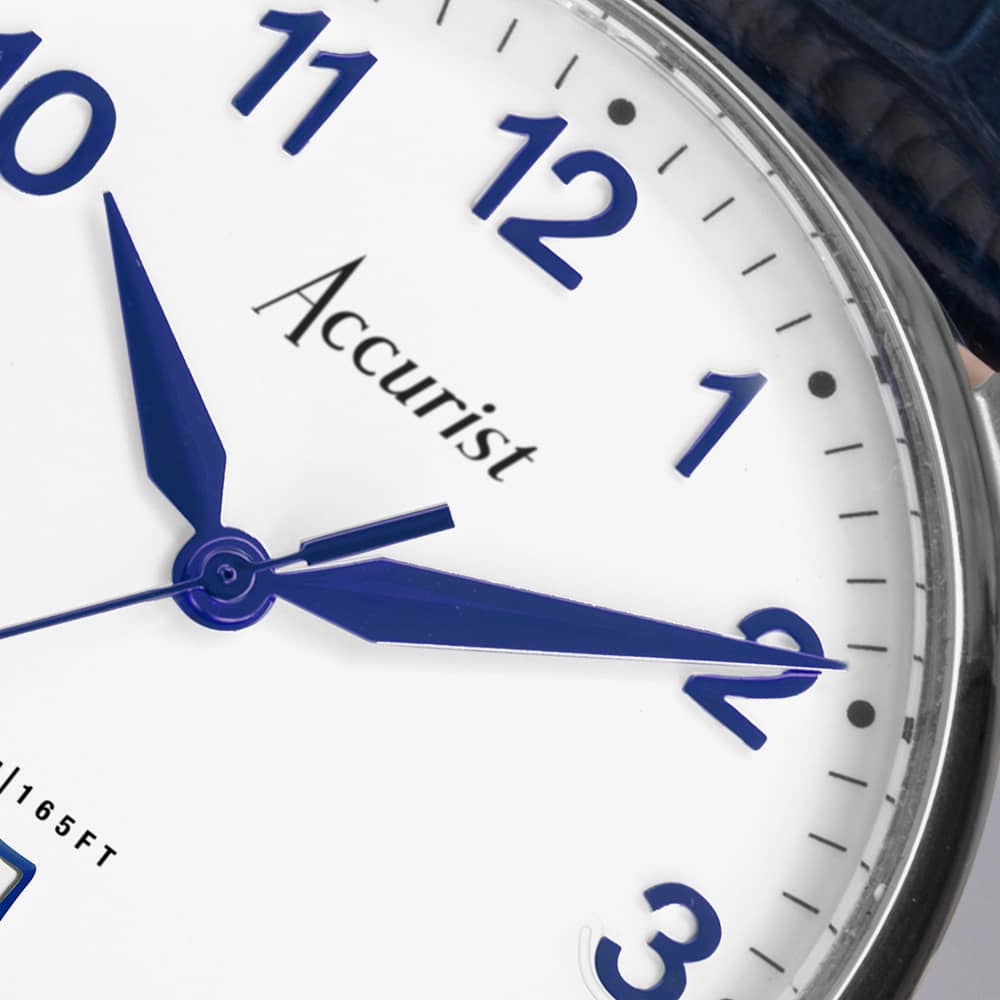 Accurist Classic Blue Leather Strap Watch 73000