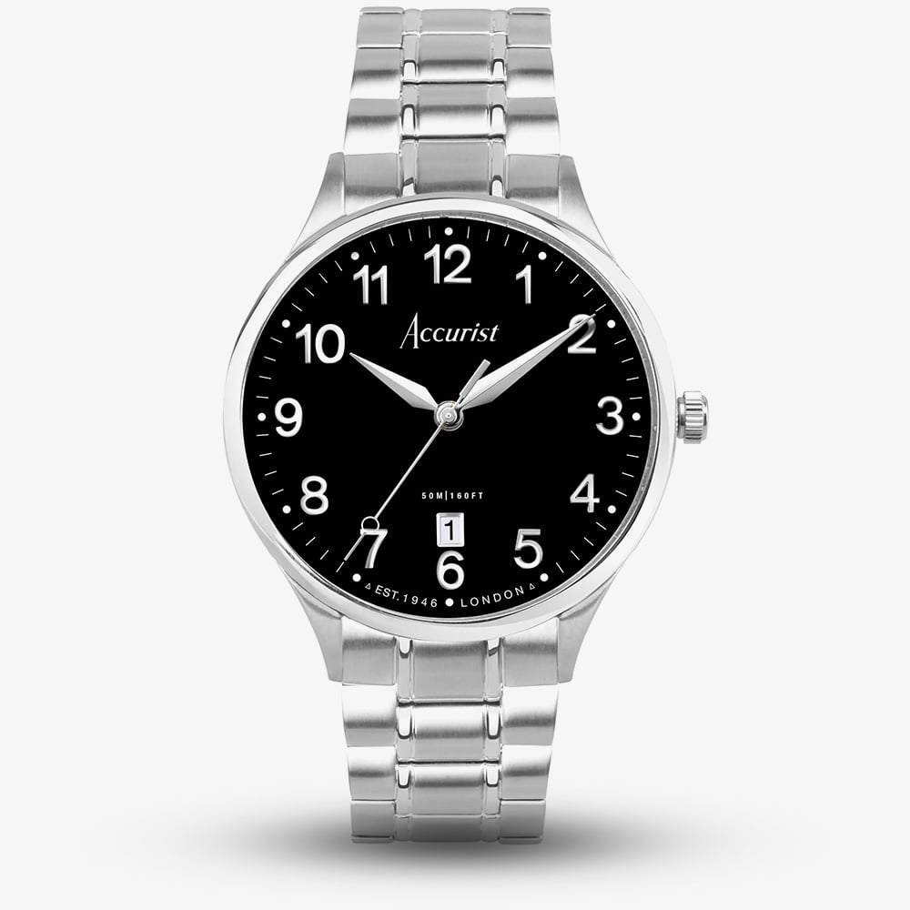 House of Watches - Accurist Mens Classic Black Dial Bracelet Watch 73002