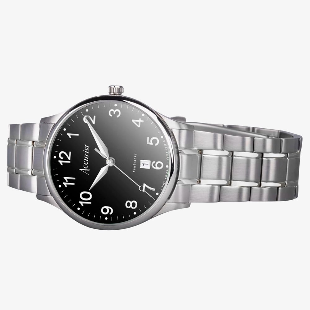 Accurist Mens Classic Black Dial Bracelet Watch 73002