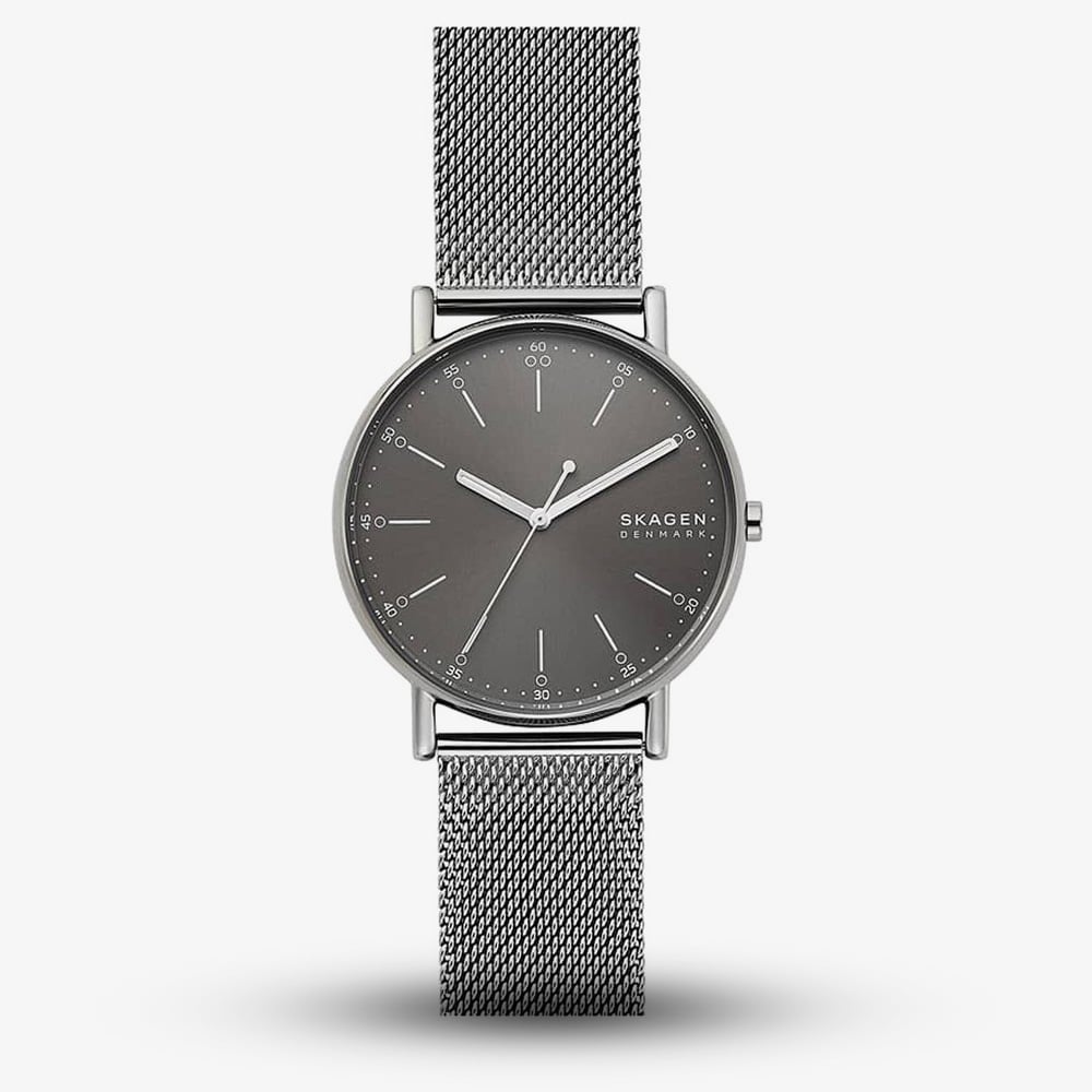 House of Watches - Skagen Mens Signatur Stainless Steel Grey Dial Mesh Strap Watch SKW6577