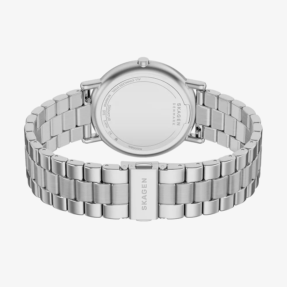 Skagen Mens Signatur Three-Hand Silver Bracelet Watch SKW6950