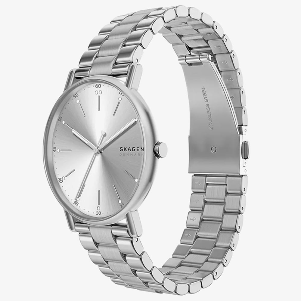 Skagen Mens Signatur Three-Hand Silver Bracelet Watch SKW6950