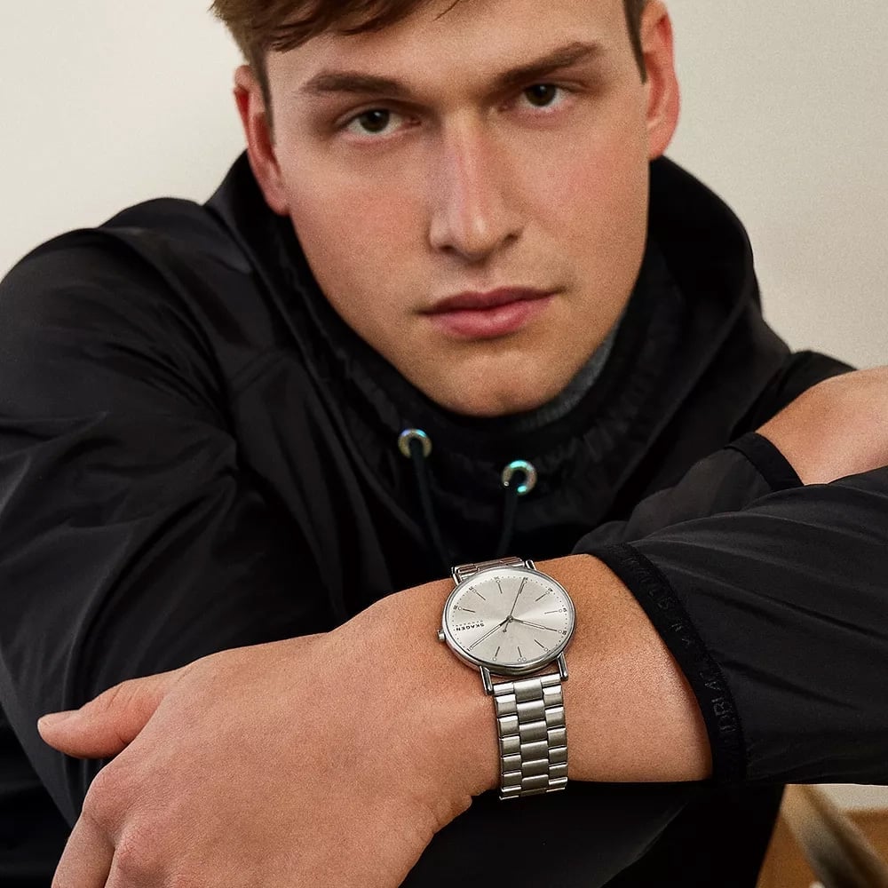 Skagen Mens Signatur Three-Hand Silver Bracelet Watch SKW6950