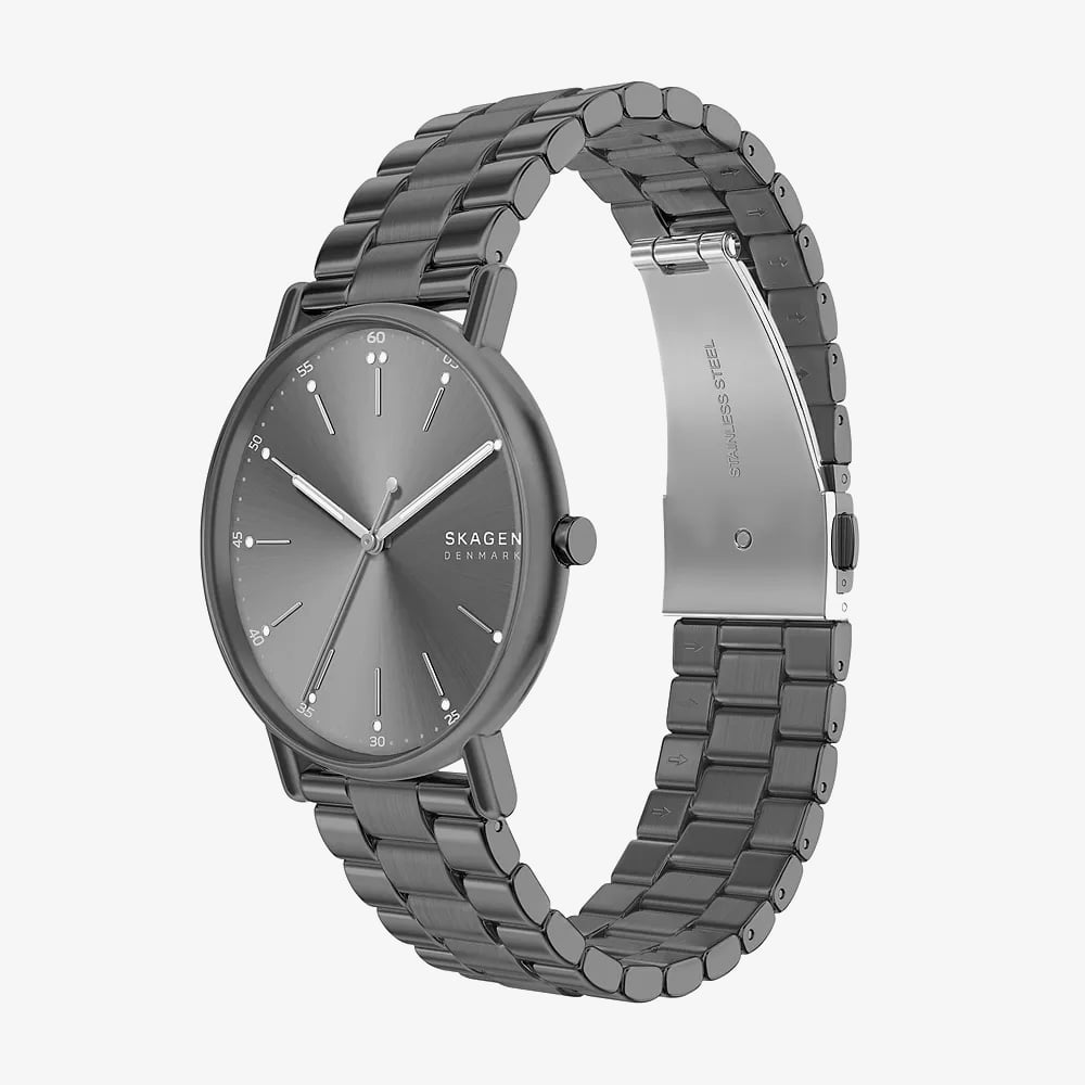 Skagen Mens Signatur Three-Hand Gunmetal Bracelet Watch SKW6951