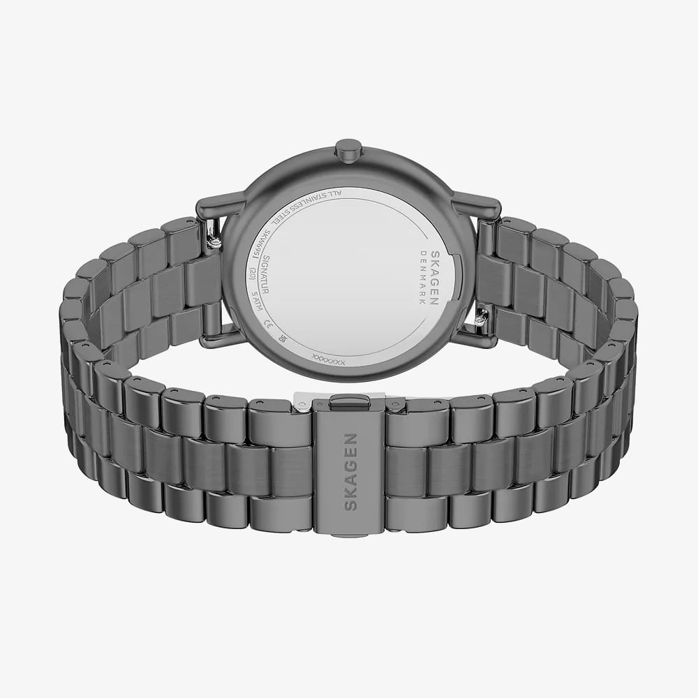 Skagen Mens Signatur Three-Hand Gunmetal Bracelet Watch SKW6951