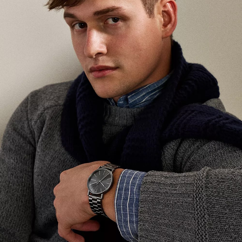 Skagen Mens Signatur Three-Hand Gunmetal Bracelet Watch SKW6951