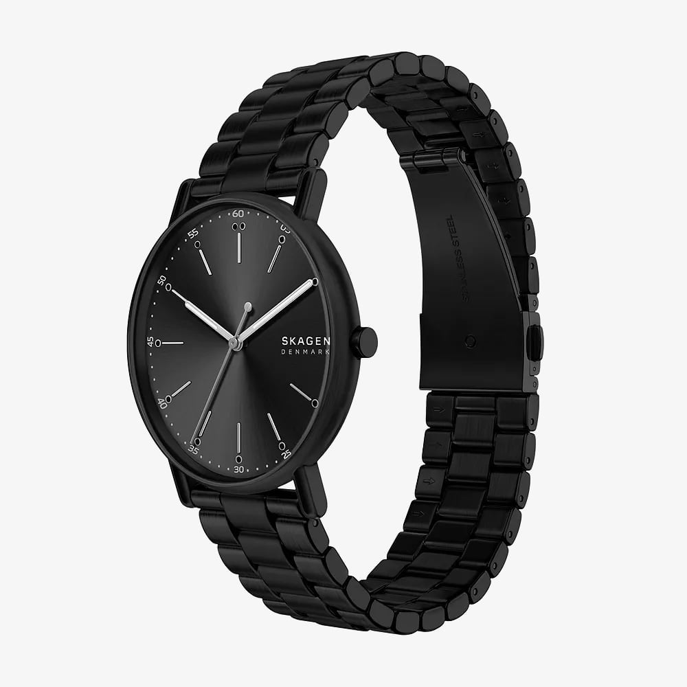 Skagen Mens Signatur Three-Hand Black Bracelet Watch SKW6952