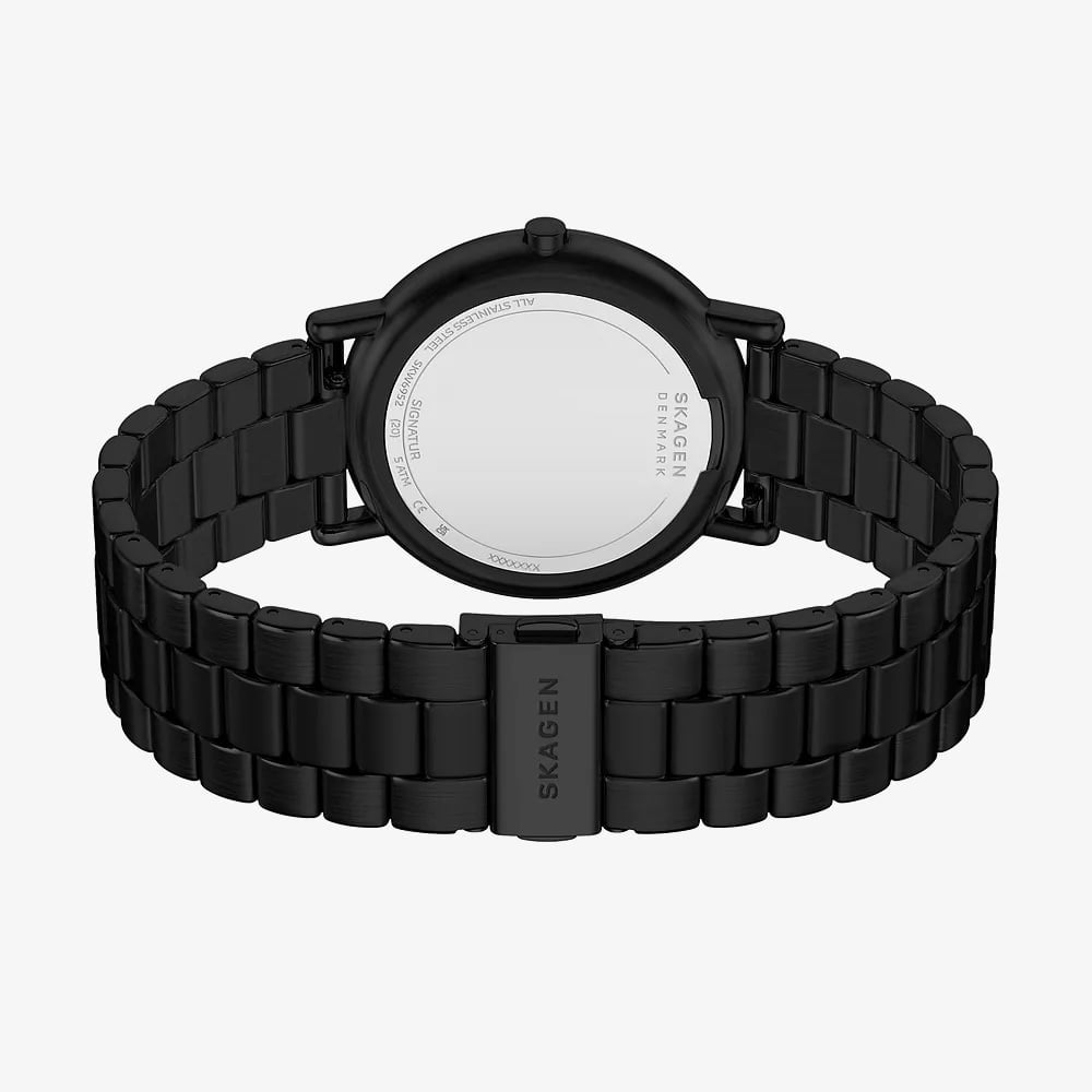 Skagen Mens Signatur Three-Hand Black Bracelet Watch SKW6952