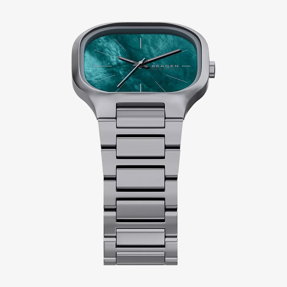 Skagen Mens Mellem Three-Hand Green Dial Gunmetal Bracelet Watch SKW6954