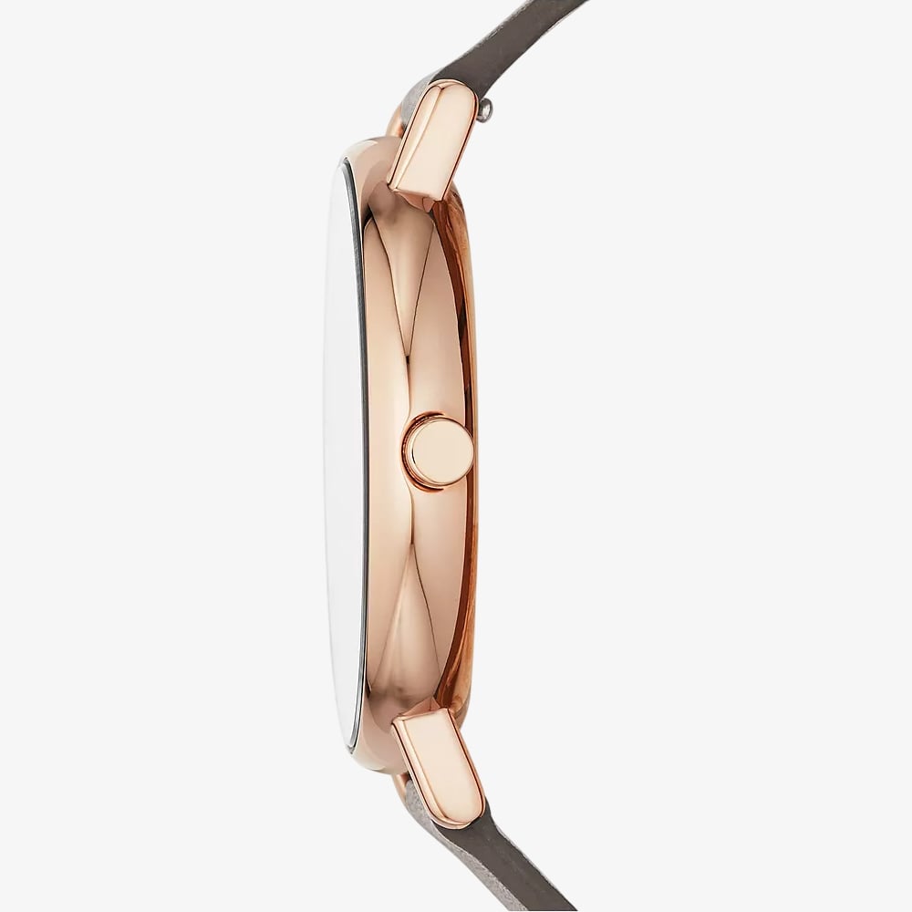 Skagen Unisex Signatur Grey Leather Strap Watch SKW2794