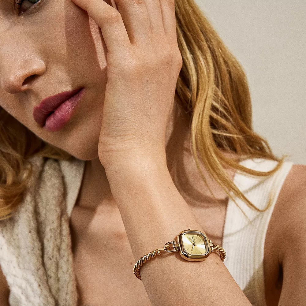 Skagen Ladies Mellem Micro Two-Hand Gold-Tone Twisted Chain Bracelet Watch SKW3181