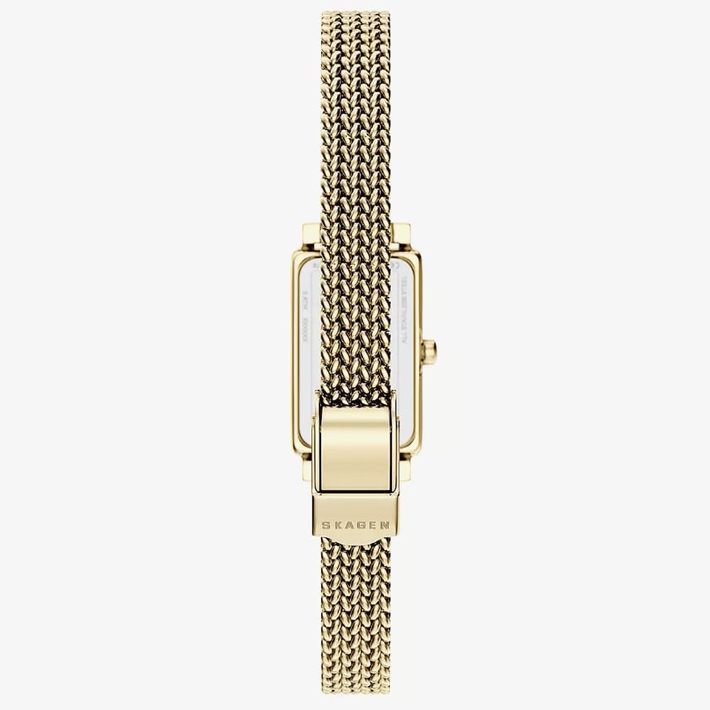 Skagen Ladies Hagen Micro Two-Hand Green Dial Gold-Tone Mesh Bracelet Watch SKW3186