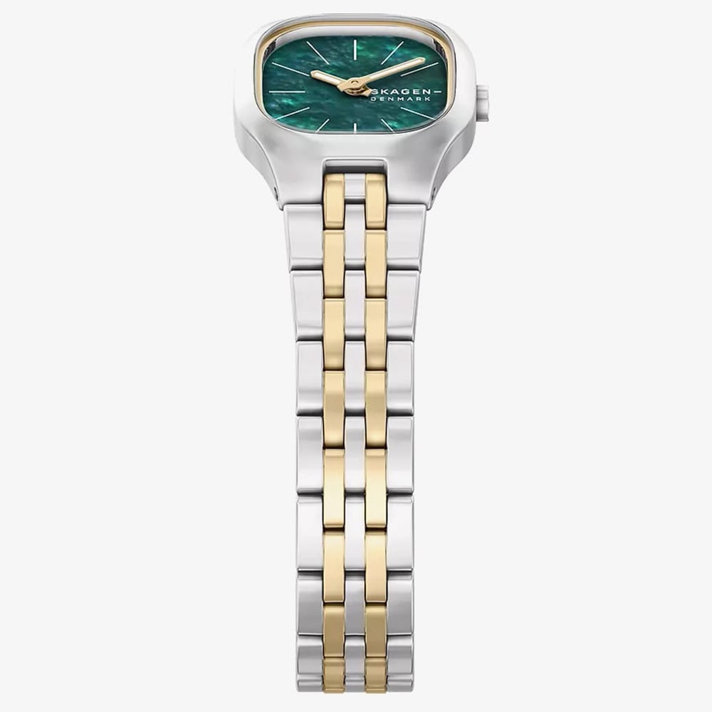 Skagen Ladies Mellem Micro Two-Hand Green Dial Two-Tone Bracelet Watch SKW3187