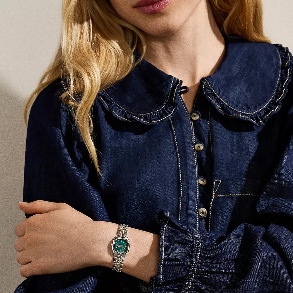 Skagen Ladies Mellem Micro Two-Hand Green Dial Two-Tone Bracelet Watch SKW3187
