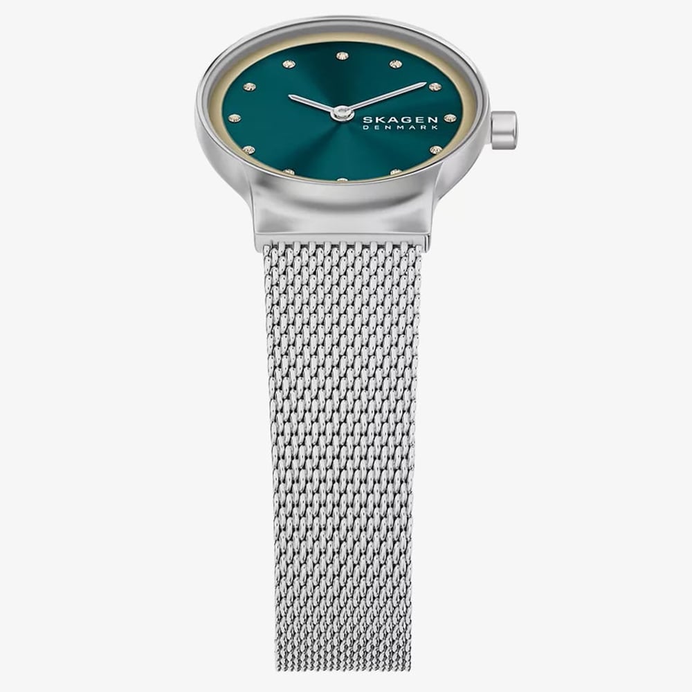 Skagen Ladies Freja Lille Two-Hand Green Dial Mesh Bracelet Watch SKW3188