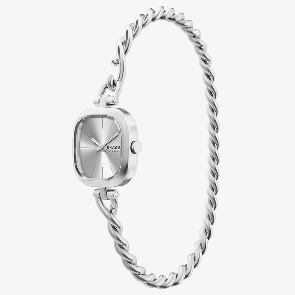 Skagen Ladies Mellem Micro Two-Hand Silver Twisted Chain Bracelet Watch SKW3197