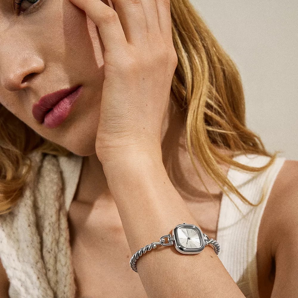 Skagen Ladies Mellem Micro Two-Hand Silver Twisted Chain Bracelet Watch SKW3197