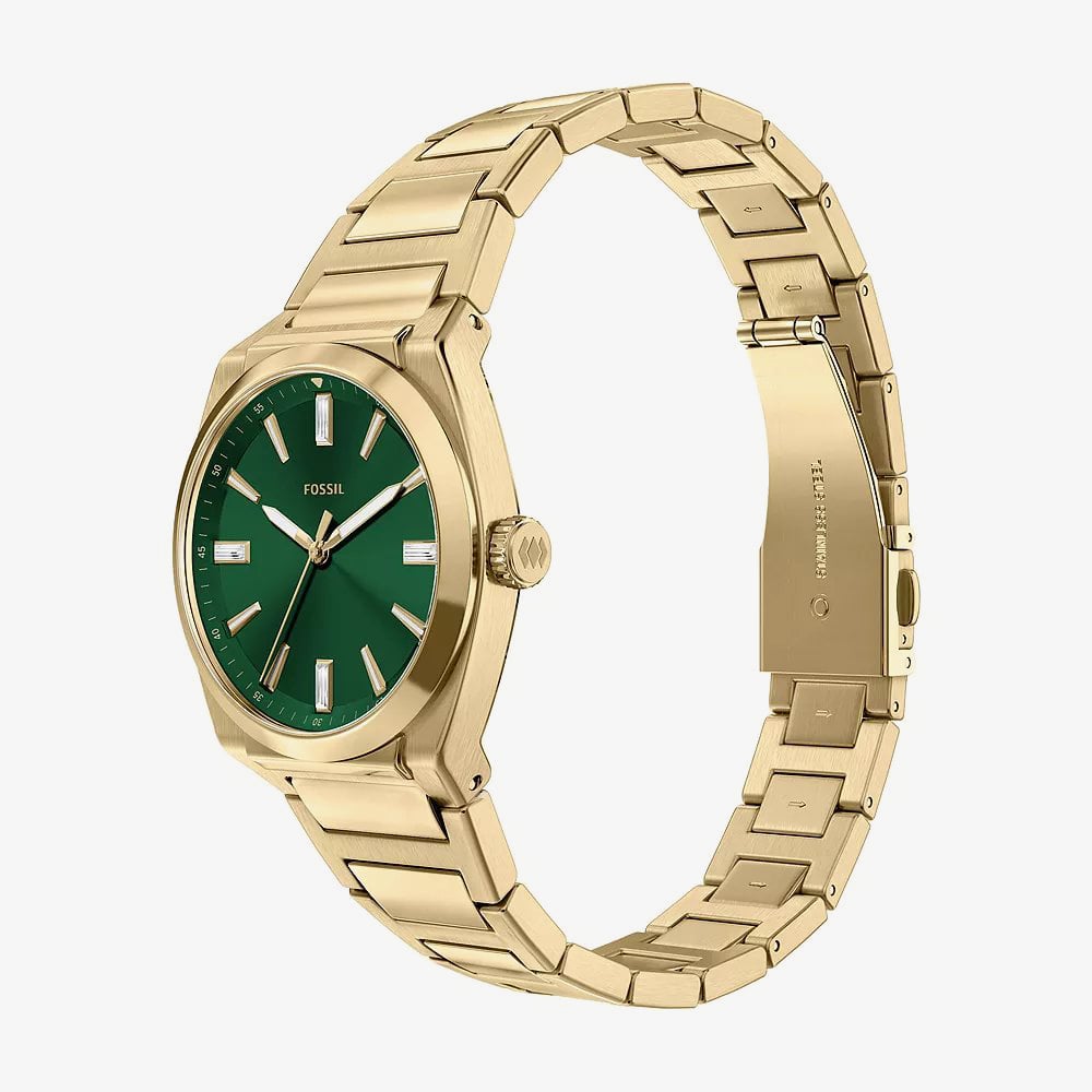 Fossil Ladies Everett Green Dial Golden Bracelet Watch ES5493