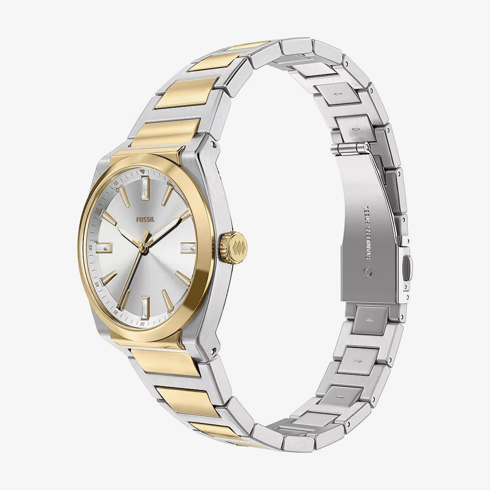 Fossil Ladies Everett Silver Dial Two Tone Bracelet Watch ES5494