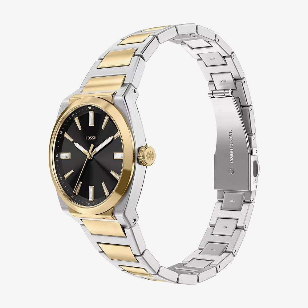 Fossil Ladies Everett Black Dial Two Tone Bracelet Watch ES5495