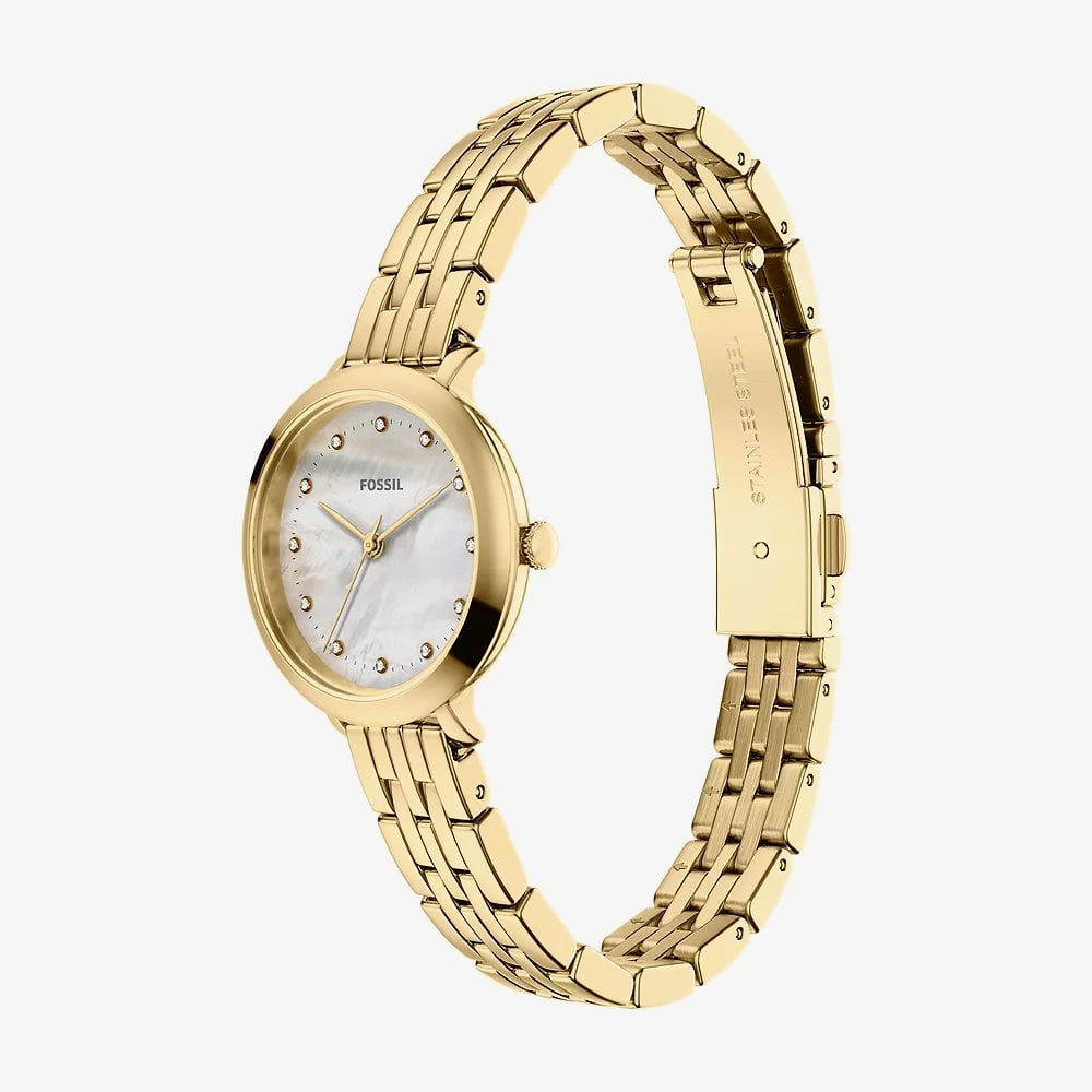 Fossil Ladies Heidi Mother of Pearl Dial Golden Bracelet Watch ES5501