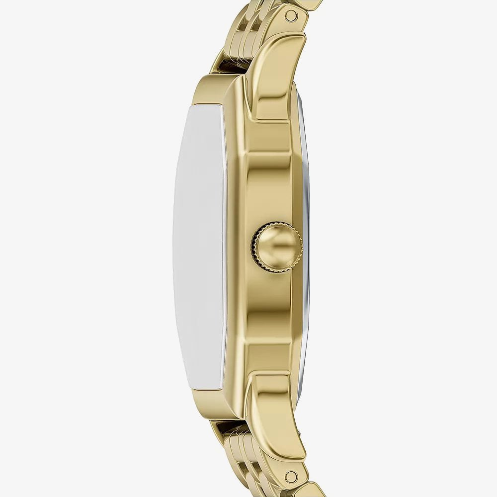 Fossil Ladies Harlow Red Octagon Dial Golden Bracelet Watch ES5511