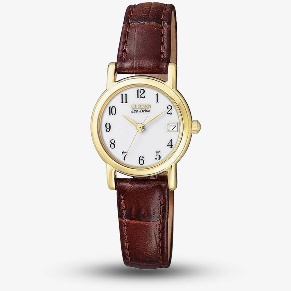 House of Watches - Citizen Ladies Brown Leather Strap Watch EW1272-01A