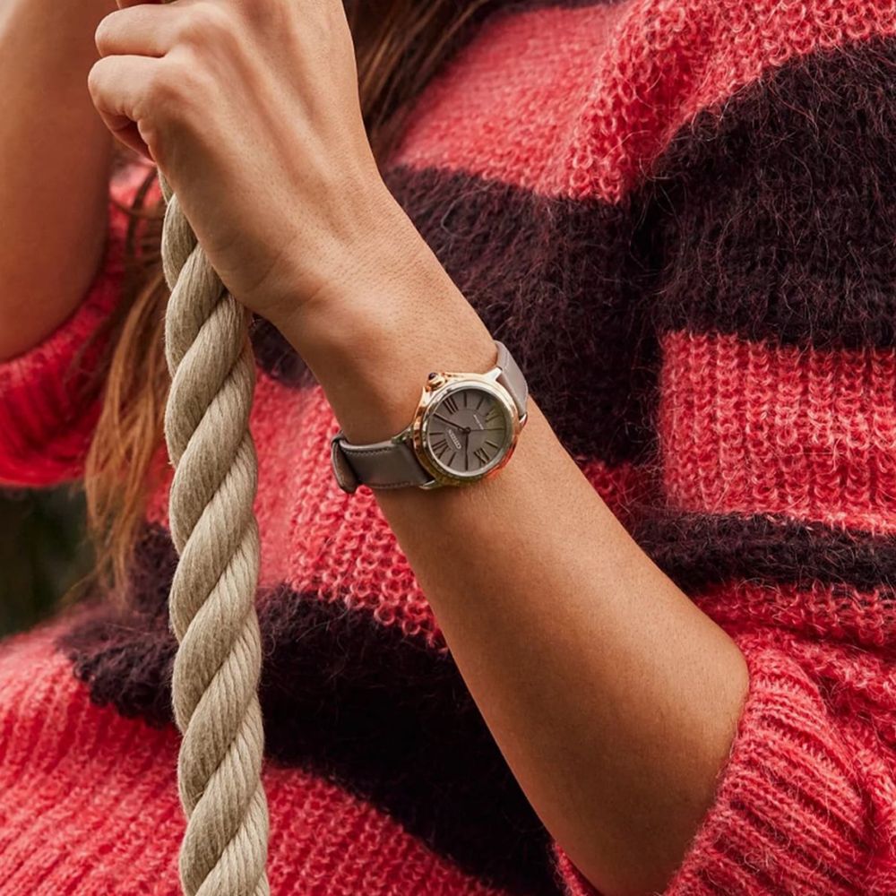 Citizen Ceci Eco Drive Rose Gold Tone Plated Brown Leather Watch EM1166-01Z