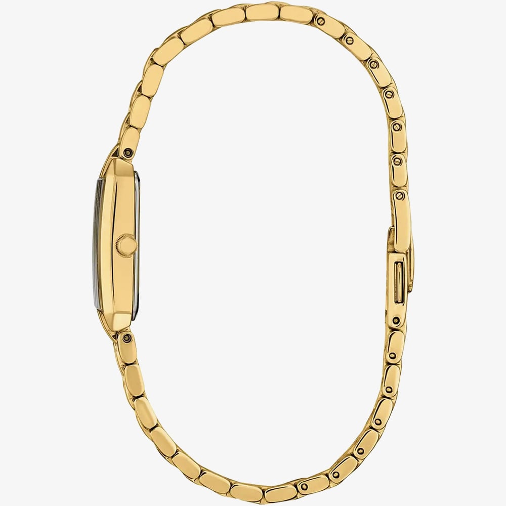 Citizen Ladies Silhouette Gold Tone White Rectangle Dial Watch EG2693-51P