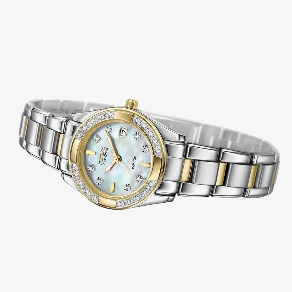 Citizen Ladies Regent Two-Tone Diamond Mother Of Pearl Dial Watch EW1824-57D