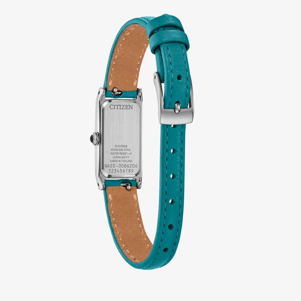 Citizen Ladies Fio Eco-Drive Rectangular Dial Blue Leather Strap Watch EG7120-00A