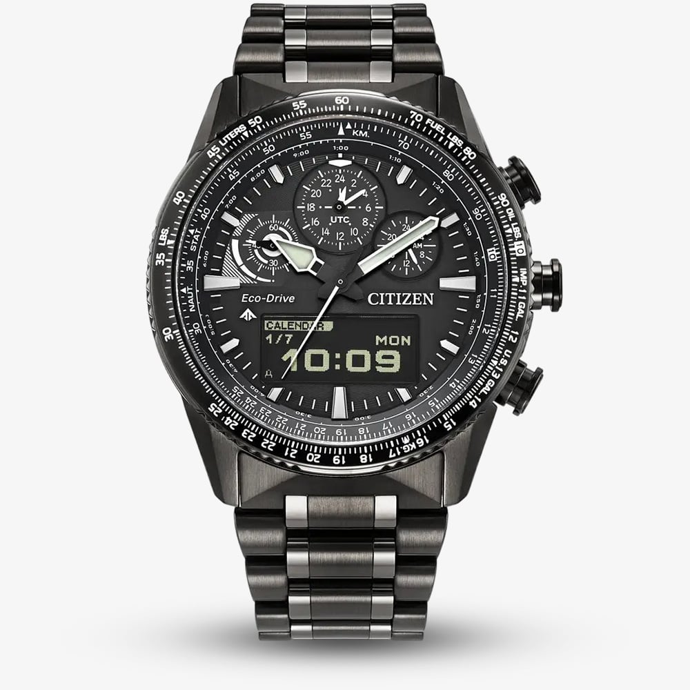 Citizen Mens Promaster Skyhawk Black Dial Grey Stainless Steel Watch JV2005-58E