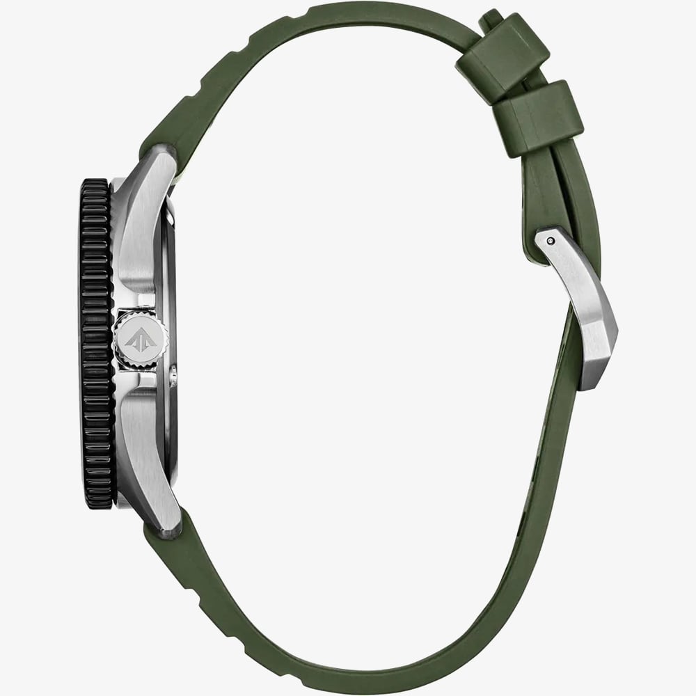 Citizen Mens Promaster Diver White Dial Green Polyurethane Strap Watch BN0265-00A