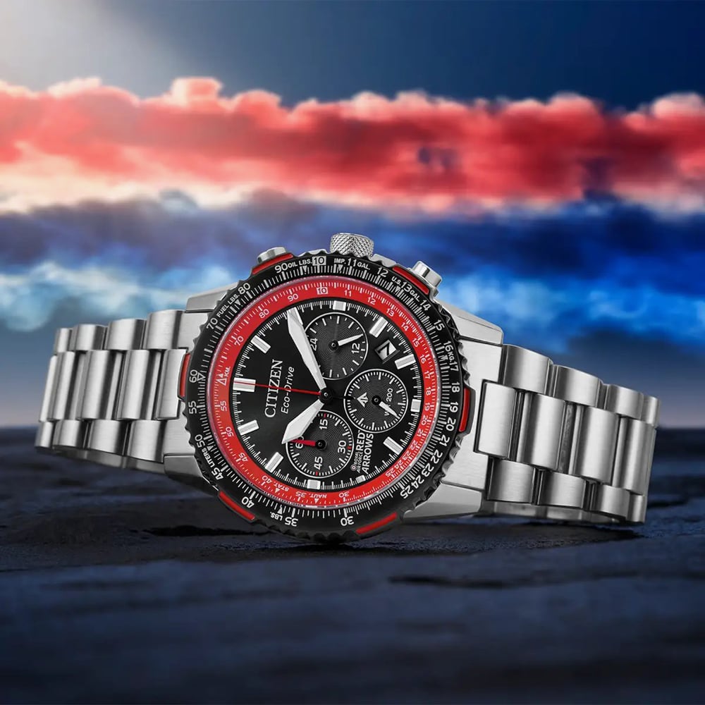 Citizen Mens Red Arrows Promaster Air Navihawk Chronograph Black Dial Bracelet Watch CA4666-56E