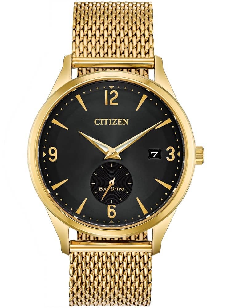 Citizen Mens Eco-Drive BTW Gold Plated Mesh Watch BV1112-56E