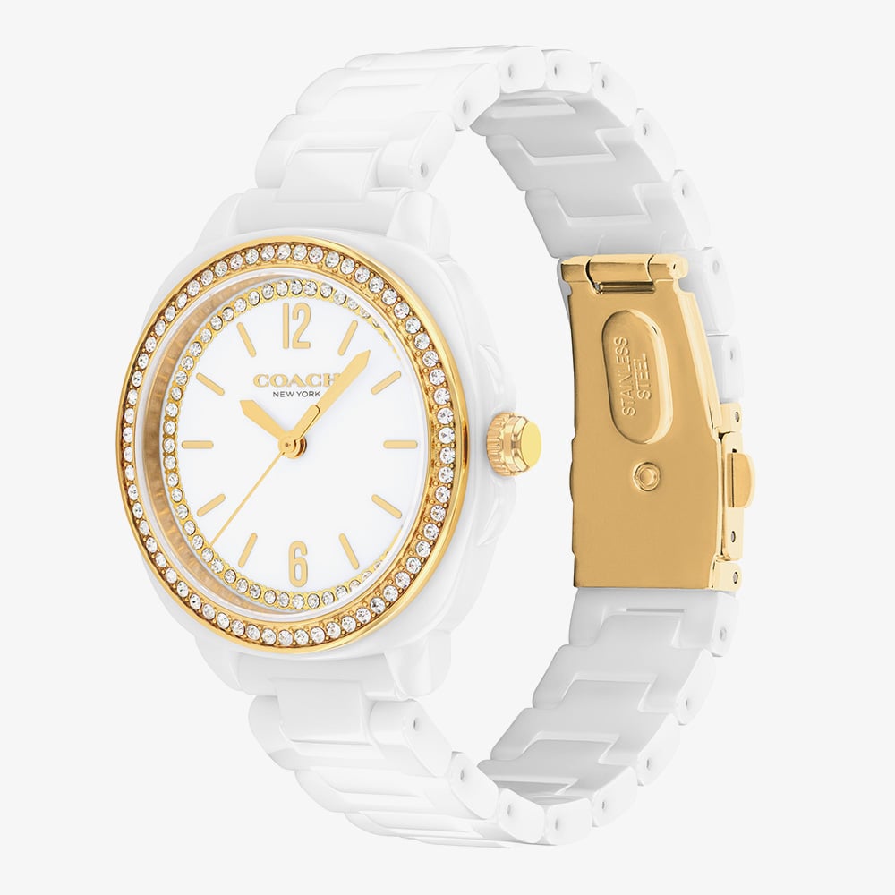 Coach Ladies Kitt White Ceramic Bracelet Watch 14504562