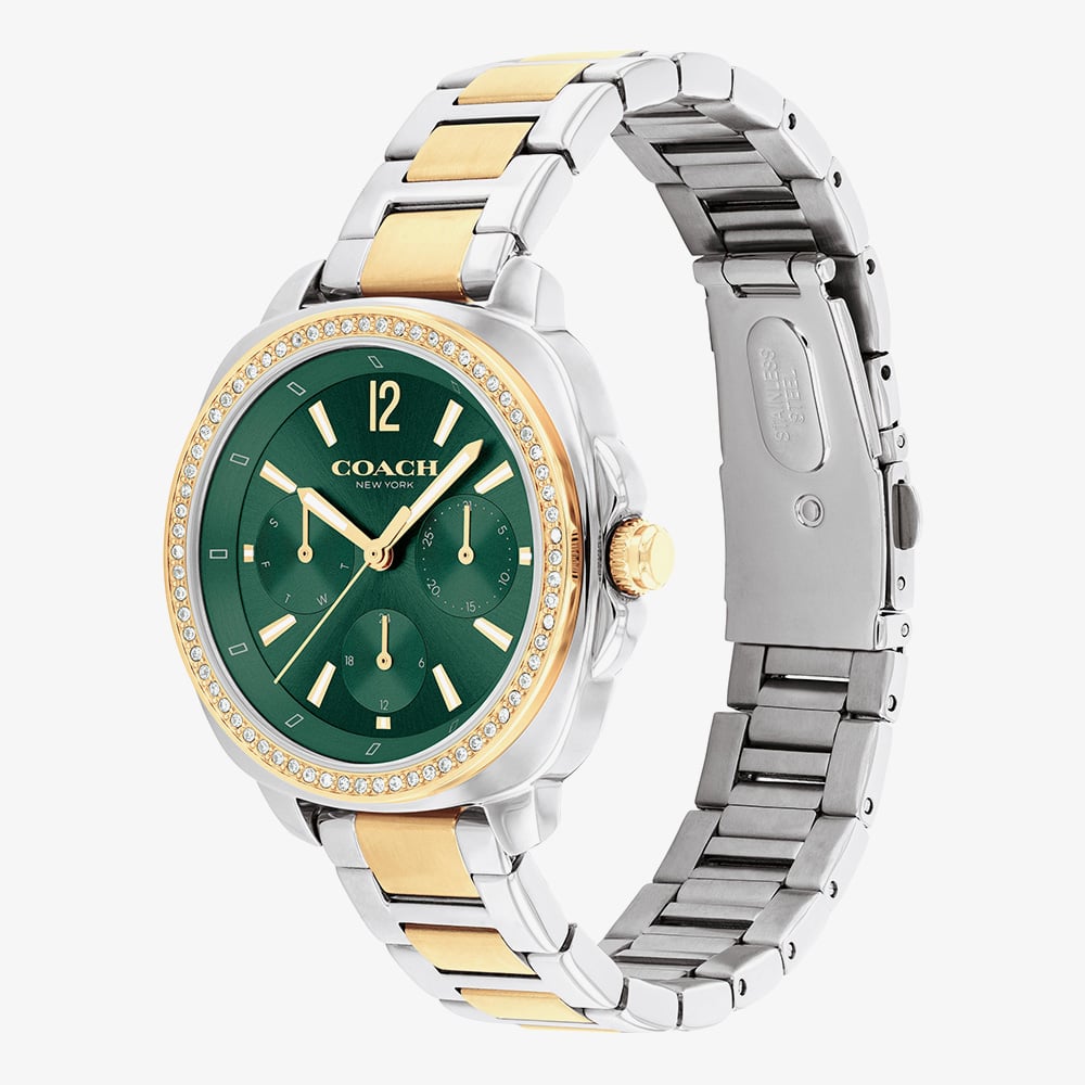 Coach Ladies Kitt Two Tone Green Dial Watch 14504394
