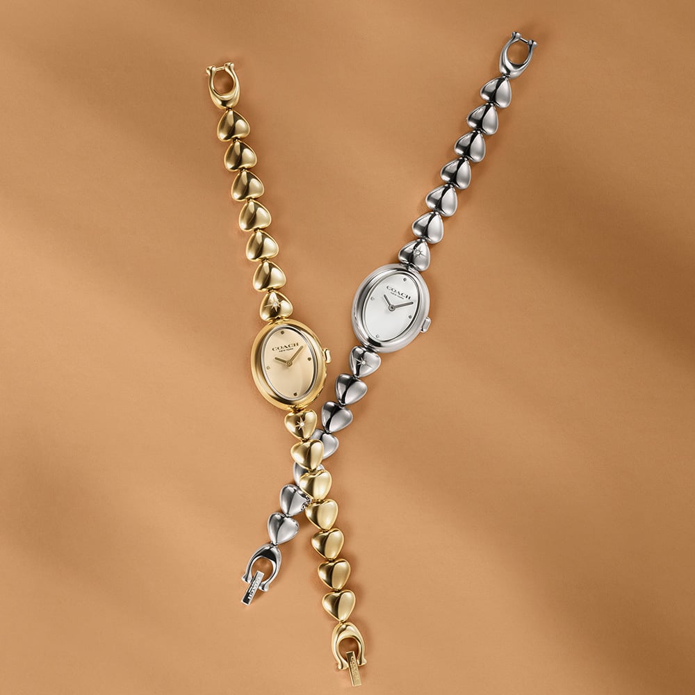 Coach Ladies Sammy Silver Heart Bracelet Strap Watch 14504639