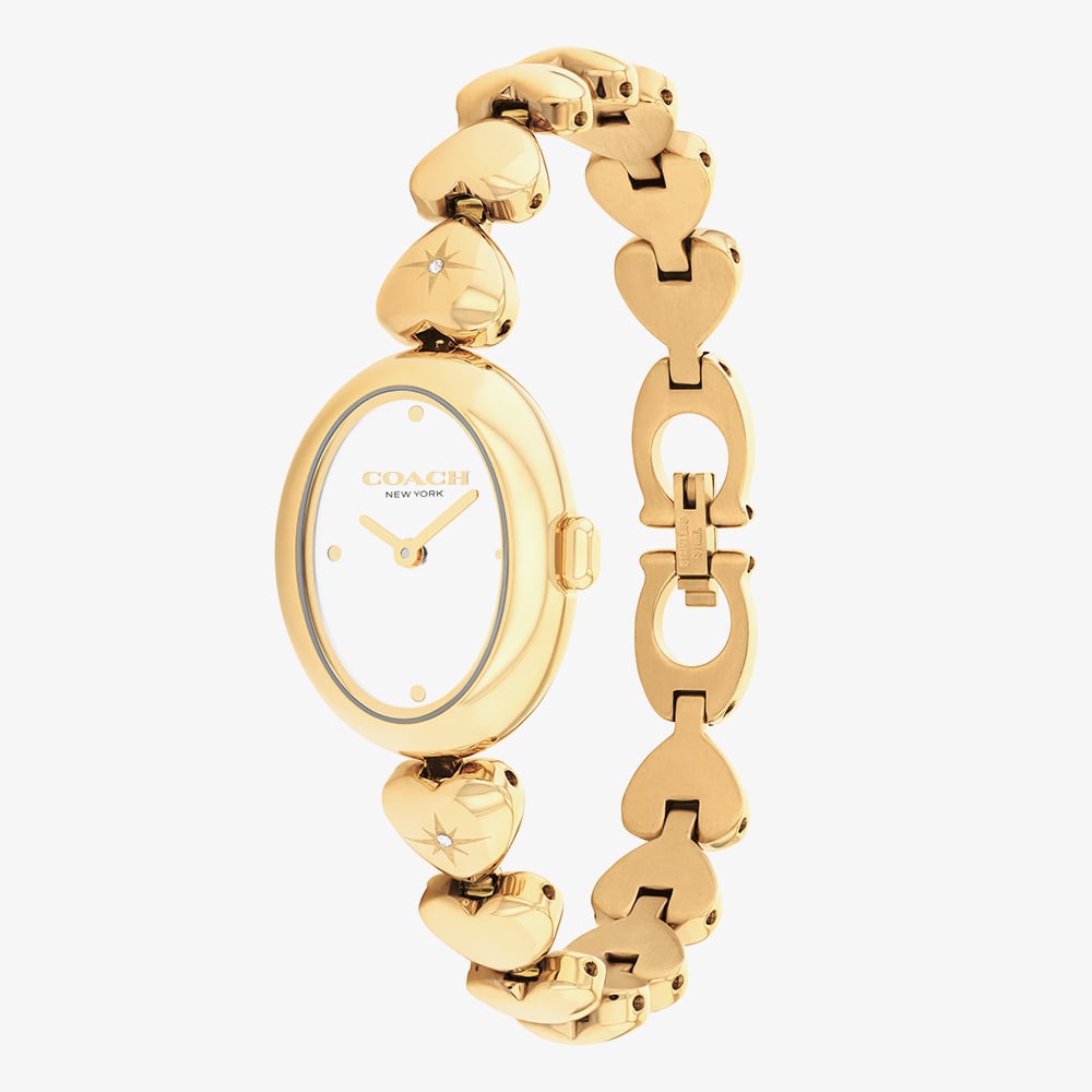 Coach Ladies Sammy Gold Tone Heart Bracelet Strap Watch 14504638